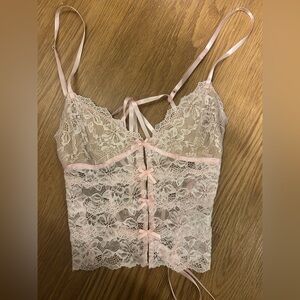 Elegant Lace Pink Top With Bows